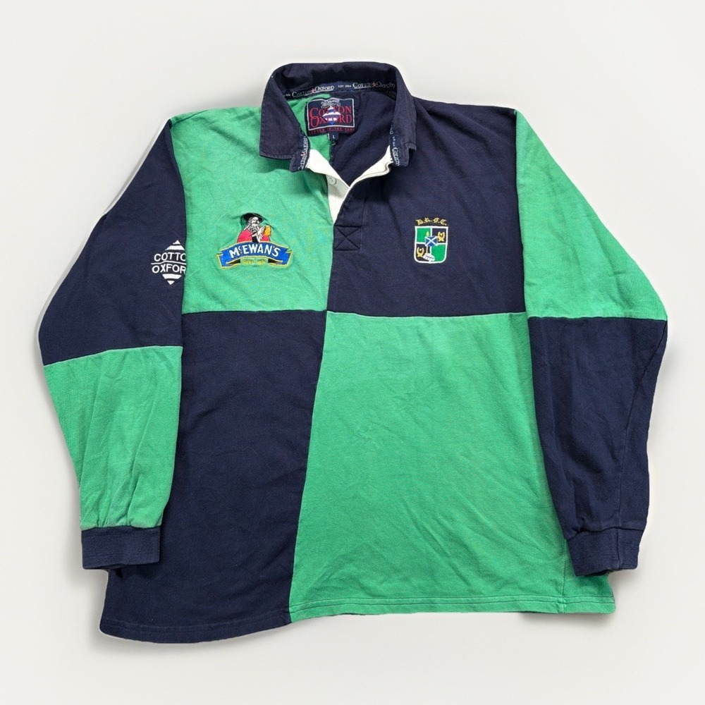 Vintage 1998 Buroughmuir Rugby Shirt Cotton Oxford Mens Large‎ Scotland